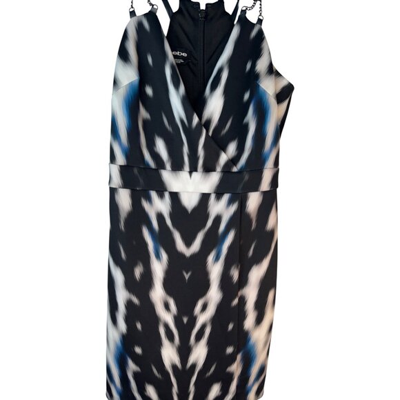 2/$30 Bebe XXS Black & White Abstract Print Dress With Chain Straps - Picture 11 of 14